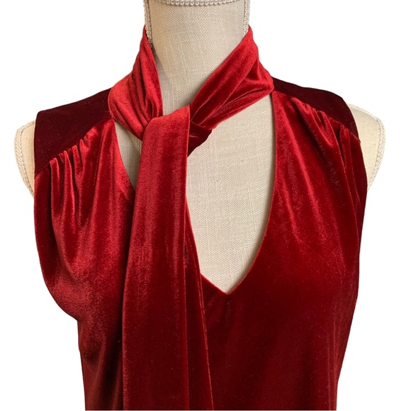 LAUNDRY by SHELLI SEGAL | Tie-Neck Velvet Shift Dress Size 6 - Picture 3 of 10